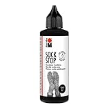Marabu 17220106073 - Sock Stop, 90 ml, schwarz, gummiartige Antirutsch-Farbe auf Wasserbasis (kein Latex), für Textilien, sicherer Halt auf glatten Böden, einfache Anwendung aus der Flasche