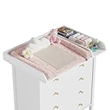 MSFE Wickelaufsat mit Trennfach, Verstellbarer Universal Wickeltischaufsatz Wickelkommode für Arbeitsplattentiefe 59–47 cm, für Kommoden Wickeltisch Wickelkommode, Waschmaschine, 108x80x9.5cm