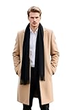 LA FERANI Herren Kaschmirschal dünn Frühling Winter 185x65 Kaschmirschal Schwarz Casual Style Pashmina Wollschal Wolle Uni Farbe Herrenschal S2 (Schwarz)