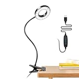 lightmance USB Bett-Klemmleuchte 8W, 48 LED, dimmbar mit 3 Farbtemperaturen, 360° verstellbar, Leselampe für Heim & Arbeitsplatz, Schwarz
