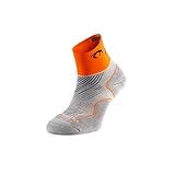 Lurbel Distance Laufsocken, nahtlose Socken, Anti-Blasen- und geruchshemmende Socken, atmungsaktiv, Laufsocken, Unisex., Grau/Orange, L