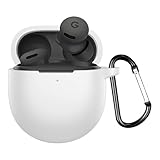 YIYAOLE Schutzhülle Kompatibel mit Google Pixel Buds 2A Silikon Hülle für Google Pixel Buds 2A Tragbare Kratz Case mit Karabiner(Weiß)