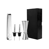 Elegantes Pubs Werkzeugset, Eisklemmen aus rostfreiem Stahl, präziser Messbecher und auslaufsichere Ausgießer für Cocktail Enthusiasten, professionelles Cocktail Zubereitungsset
