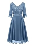 Dressystar Abendkleider Elegant für Hochzeit Cocktailkleid Damen Große Größen Abendkleider Elegant für Hochzeit Aup7090 Greyblue 2XL