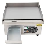 Flacher Grill Profi Gusseisen Grillplatte elektrisch,Die vergrößerte Größe (14 Zoll),Edelstahl Grill,mit Schaufeln und Bürsten, Eisenkochplatte für Restaurant und Heimgebrauch,Das Hochleistungs-2000W