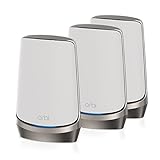 NETGEAR Orbi WiFi 6E Mesh Quad-Band WLAN System (RBKE963) | Router mit 2 Satelliten | Abdeckung bis zu 600 m² und 200 Geräte mit 10,8 GBit/s (AXE11000) | einfache App Installation