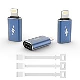 TechMatte USB C Typ C auf Lightning-Adapter, 12 W, Ladegerät, kompatibel mit iPhone 14 und früheren Modellen, iPad, iPod, AirPods, nicht für Kopfhörer/OTG, Android, Anti-Verlust-Halterung, Marineblau