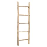 Teak Deko-Leiter Handtuchhalter Natural KEPALA ca. H150cm Kleiderständer Regal