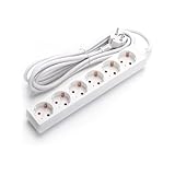 Steckdosenleiste - 6-Fach Steckdosenleiste ohne Schalter, 5 m lang, 3G, Kabel 1,5 mm², weiß, ideal für mehrere elektrische Anschlüsse.