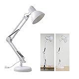Dimmbare Tischlampe mit langem Arm für Home Office, stufenlose Helligkeit & Modi, vielseitige Sockel-/Klemm-Schreibtischlampe, modernes schwarzes Design – ideal für Arbeit & Studium