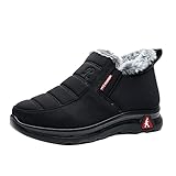 Schaftweite Weit Paar-Herren-Damen-Stiefel zum Hineinschlüpfen im Winter, flach spritzend, plus warme, kurze Schneestiefel aus Samt Damen Overknees (Black, 38)