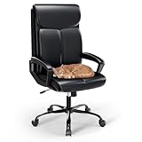 Asukale Bürostuhl Chefsessel 150kg, Schreibtischstuhl Ergonomischer Bürostuhl Office Chair, Bürosessel Hat weiche gepolsterte Armlehnen, drehbar und Wippfunktion, Höhenverstellbar, Schwarz