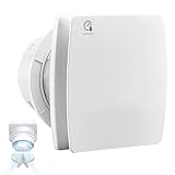 Badlüfter 100mm mit Timer und Feuchtigkeitssensor, ≤34db Leiser und Leistungsstarker Abluftventilator, 12W 95m³/h IPX4 Wandventilator mit Rückstauklappe, Installieren Decke Wand im Bad, WC, Küche