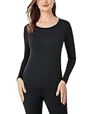 LAPASA Damen Innenfleece Thermo Unterhemd, warmes langärmliges Thermo-Shirt Thermounterwäsche Oberteil Funktionsunterwäsche, Schwarz (1 Pack), M