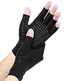 AovYoo Arthrose Handschuhe mit Kupfer, Fingerlose Rheuma Kompressionshandschuhe, Arthriti Gaming Handschuhe, Sehnenscheidenentzündung Rheumatische Schmerzlinderung, Karpaltunnelsyndrom (M)