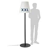Hoberg XXL-Stehlampe für In- & Outdoor | 1,87 M große Lampe mit 3 einstellbaren Lichtintensitäten | Stimmungsvolle Standleuchte im zeitlos-modernen Design | IP-44 Wasser geschützt [schwarz, weiß]
