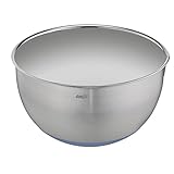 Emsa Prep&Bake Rührschüssel aus Edelstahl 22 cm, Rutschfester Boden in Blau, Kratzfest, Edelstahl Schüssel mit Ausgießrand, Stapelbar, K3272234