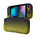 PlayVital ZealProtect Hülle für Nintendo Switch Lite,Case Hülle Schutzhülle Tasche Zubehör,Ergonomische Grip Joycon mit Schutzfolie&Joystick Kappen für Nintendo Switch Lite(Farbverlauf Schwarz Gelb)