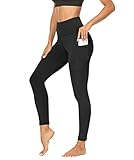 DDOBB Sport Leggings Damen High Waist Mit Taschen Bauchweg Sportleggins Gym Sporthose Leggings Blickdichte Lang Po Push Up Laufhose Yoga Hosen(Normal-Schwarz,M)