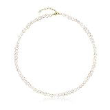 Perlen-Choker-Halskette, 38,1 cm, Perlenkette, 4 mm, handverlesene Perlen, zierliche kleine Halskette, Muttertagsgeschenk für Frauen, Mutter