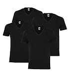 Puma Herren 4er Pack T-Shirt V-Neck Kurzarm Einfarbig V-Ausschnitt, Black (200), XL