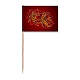 Rote Lotusblume, Lotus-Samen, Blume, Zahnstocher, Flaggen, Marker, Topper, Party-Dekoration