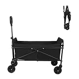 Vinteky Faltbarer Bollerwagen 80L für Strand & Camping Handwagen Belastbar bis 100KG, extra breite All-Terrain-Räder, 360° Verstellbarer Griff, faltbar–Robuster Trolley für Garten, Outdoor & Einkäufe