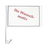 Autofahne Wunschmotiv personalisiert Autoflagge Logo Motiv Hochzeit Foto Streik Protest