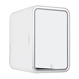 MiniküHlschrank FüRs Auto, 8L,Led Spiegel,Dimmbar Small Fridge, 12v/220v Adapter, KüHlen Oder Heizen GeträNkeküHlschrank, FüR Den Desktop Oder Auf Reisen,White