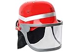 Trendario Feuerwehrhelm Für Kinder und Erwachsene, verstellbar mit Klappvisier & Nackentuch - Deutsche Ausführung in Rot - ideal für Karneval & Mottopartys Kostüm