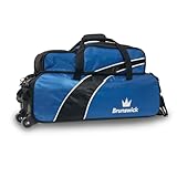 Brunswick Unisex-Erwachsene Edge Turnier Triple Tote Bowlingtasche mit Schuhbeutel Bowling-Taschen, Blau