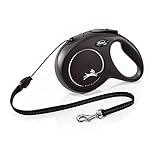 flexi® Classic M Seil 8 m schwarz, Roll-Leine für Hunde bis 20 kg