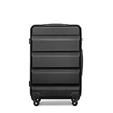 KONO Trolley Koffer Mittelgroß Koffer L Hartschalenkoffer Reisekoffer mit Rollen und TSA Schloss Leicht Hartschale Rollkoffer Koffer L Grösse 66x45x26cm, 63Liter (Mittelgroß Koffer, Schwarz)