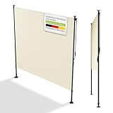 Juskys Senkrechtmarkise Barbados 200x310 cm - Balkon Sichtschutz wetterfest - Ausziehbare Seitenmarkise ohne Bohren für Garten und Balkon - Beige