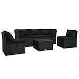 Hommdiy 4-TLG Gartenmöbel. mit Auflagen Sitzgruppe Lounge Sofa Garten Garnitur Gartenset Sitzgarnitur Gartensofa Poly Rattan Schwarz