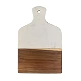 Käse- und Pizzabrett, Rechteckiges Schneide- und Servierbrett aus Holz Marmor mit Griff