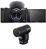 Sony Vlog Kamera ZV-1F | Digitalkamera (Klapp- und drehbares Display, 4K Video, Slow- Motion, Vlog Funktionen) - Schwarz + Sony ECM-G1 Shotgun-Mikrofon (Batterie- und kabellos), schwarz