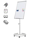 𝗝𝗮𝗴𝗼® Flipchart mit Rundfuß - 60 x 90 cm, höhenverstellbar, Staffelei, Stiftablage, Papierhalter - Magnetisches Whiteboard, Magnettafel, Präsentationstafel, weiße Magnettafel