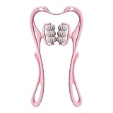 Nackenmassageroller, Handheld-Rückenmassagegerät mit 6 Bällen Massagepunkt, Druckpunkt Nackenmassagegerät für Nackenschmerzen Schulterentspanner Muskelentspannung Verspannungen (Rosa)