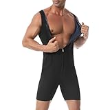 Weyot Schwitzanzug Herren Zum Abnehmen, 3-in-1 Sweat Jumpsuit, Saunaanzüge Herren Fitness Korsett Schwitzeffekt Fettverbrennung Bauchkontrolle Sauna Shapewear Mit Reißverschluss