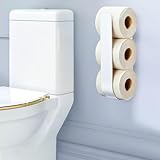 YYBO Toilettenpapier Aufbewahrung Ohne Bohren, Toilettenpapierhalter Weiß, Klopapier Aufbewahrung Wand, Ersatzrollenhalter Toilettenpapier Für 3 Rollen, Metall Klopapierhalter
