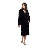 Lumaland Luxury Mikrofaser Bademantel mit Kapuze für Damen und Herren verschiedene Größen und Farben Schwarz XXL