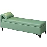 Gepolsterte Sitzbank mit Stauraum, zusammenklappbar, Metallbeine, 150 kg Kapazität, Eingangsbereich, Schuhbett, Endsitz, Grün, 80 cm, Wohn- und Schlafzimmermöbel