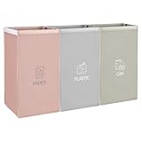 DMJJSD Mülltrennsystem 3fach für Papier, Glas Plastik- Umweltfreundliche Mülleimer Trennsystem - Recycling Organizer Taschen aus resistenten und Wiederverwendbaren Materialien- Abfalltrennsystem