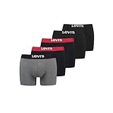 Levis Herren Boxershort SOLID Basic Boxer 5er Pack Männer Stretch Unterhosen Unterwäsche Retroshorts Set Baumwolle Mehrfarbig L, Größe:L, Farbe:Black/Red/Grey (004)