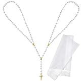 Loetere 2 Stück Hochzeit Einheit Schleier und Schnur Set, Hochzeit Lasso Lazo Para Boda mit Kreuz katholischer Hochzeitsschleier für Hochzeit, Weiss/opulenter Garten, 39.3 x 59 inches/ 100 x 150 cm