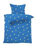 Lavea Bettwäsche Set - Linus 135 x 200cm + 80 x 80cm. Design: Sterne - Farbe: Blau 100% Baumwolle. Hochwertig mit Reißverschluss. GOTS/Bio Zertifiziert.