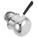 Toyvian Edelstahl Milchtopf 350 ml mit Verbrühschutzgriff Hitzebeständig Spiegelpoliert Kleiner Suppentopf für Herd und Milchwärmer Haushalt Küche