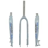 TISORT 1-1/8' 26/27,5/29' MTB-Gabel Mit Starrer Scheibenbremse Aus Aluminiumlegierung 28,6 Mm Gewindelose Gerade Rohr-superleichte Mountainbike-Vorderradgabel (Color : Glossy White Blue)