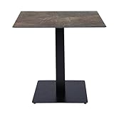 Tisch Bar Pub Restaurant Platte HPL für den Außenbereich 80 x 80 cm Metallfuß Anthrazit H 74 (Schlammschiefer)